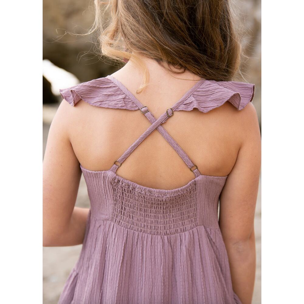 Joyfolie Mauve High Low Dress Ruffle Strap Boho Girls 14 - Picture 2 of 8